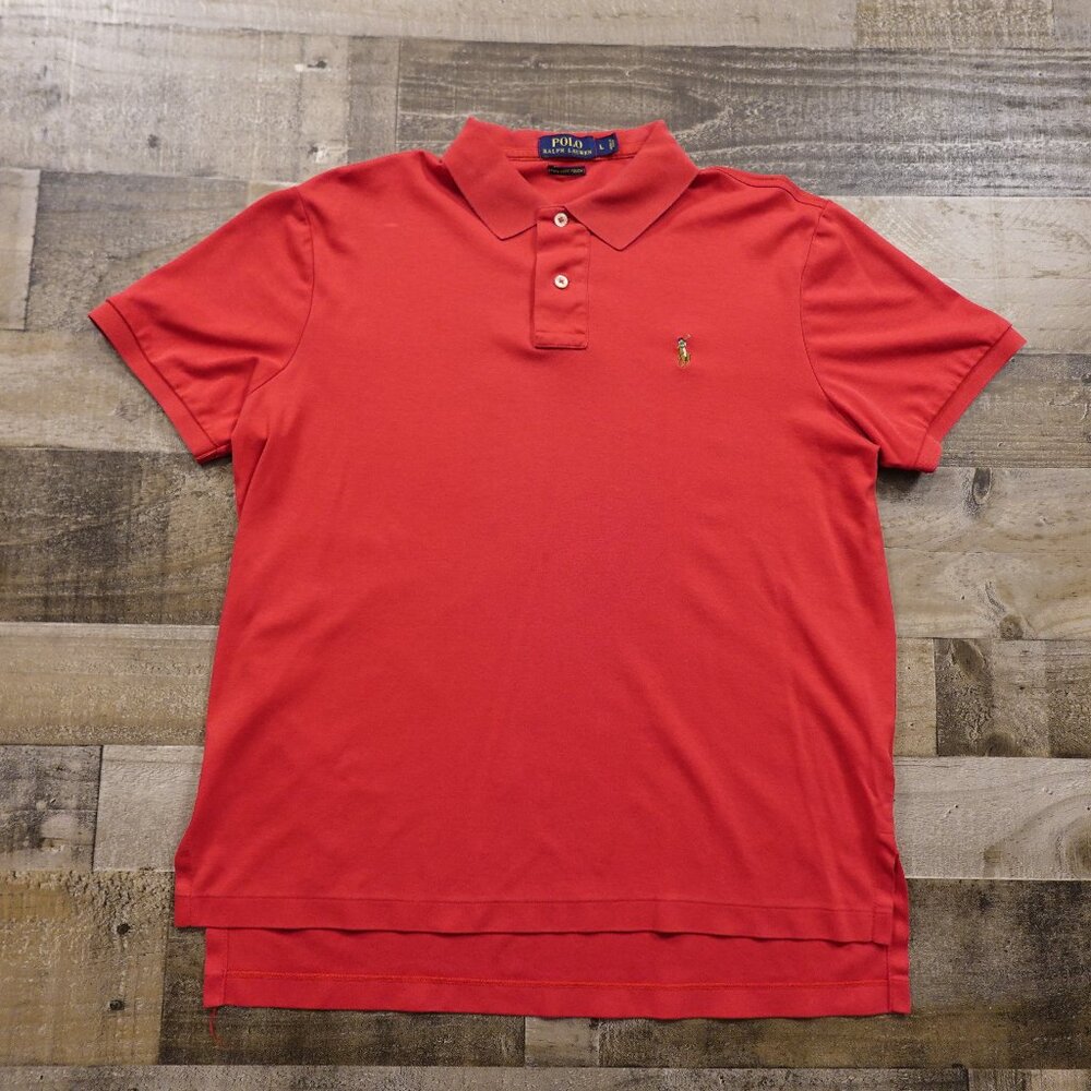Polo Ralph Lauren Polo Shirt Men’s Large Red Pima Soft‎ Touch Cotton Classic